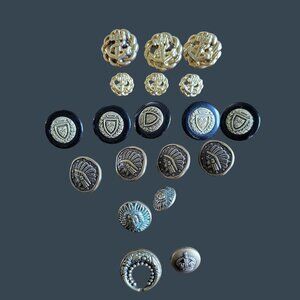 Militaria Button Assortment Plastic Shank Style Mixed Lot of 19